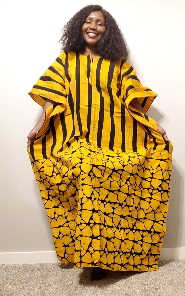 Batiki boubou- Yellow Zebra