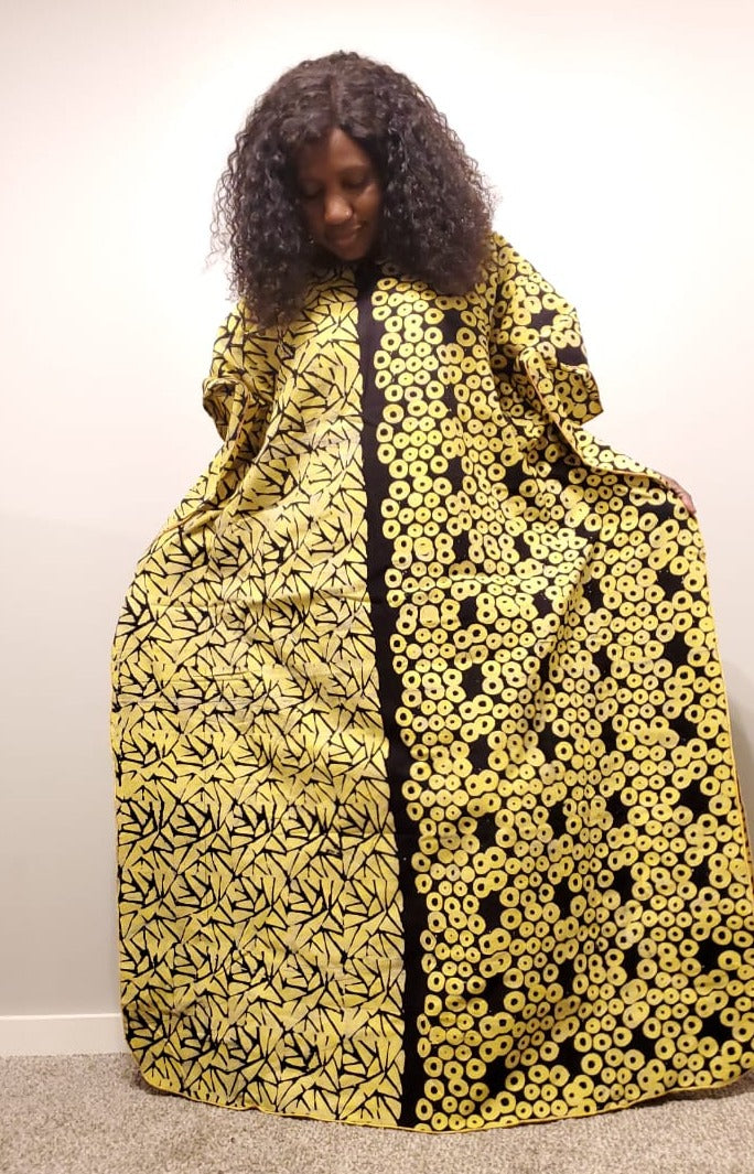 Batiki boubou yellow