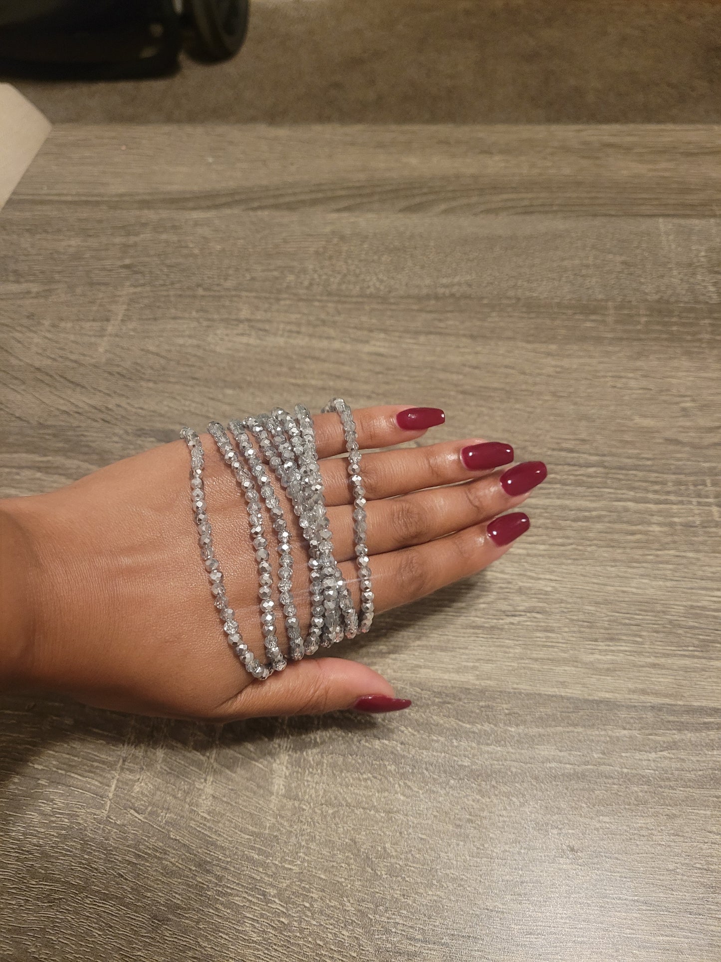 Silver crystal beads