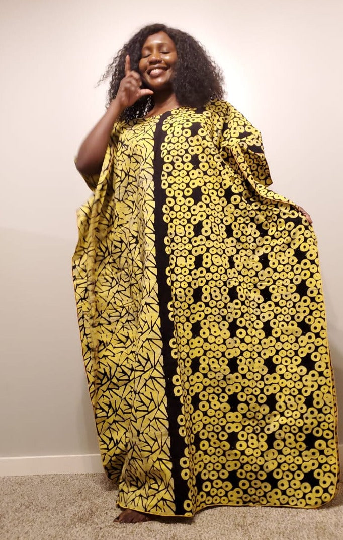 Batiki boubou yellow