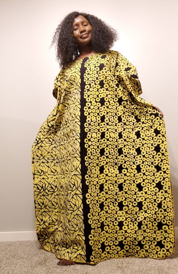 Batiki boubou yellow