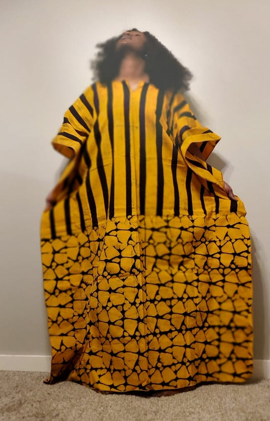 Batiki boubou- Yellow Zebra