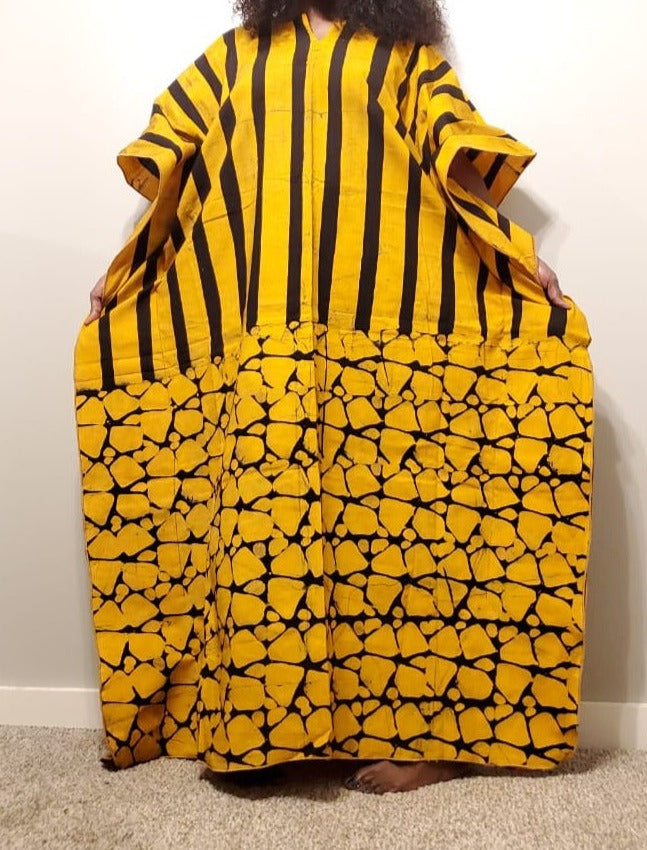 Batiki boubou- Yellow Zebra