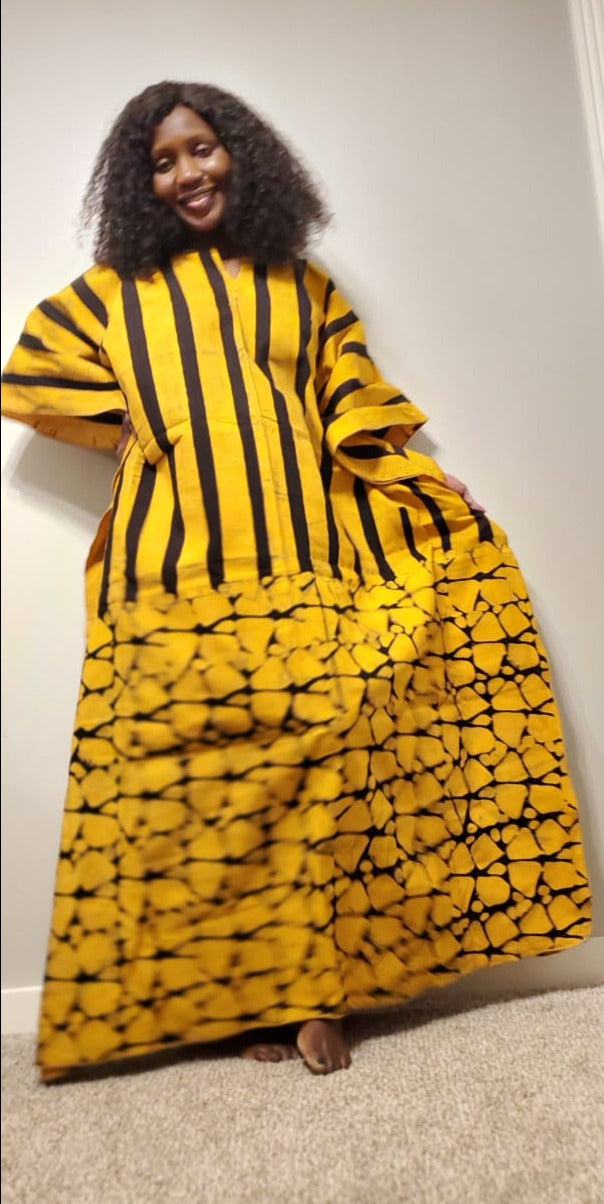 Batiki boubou- Yellow Zebra