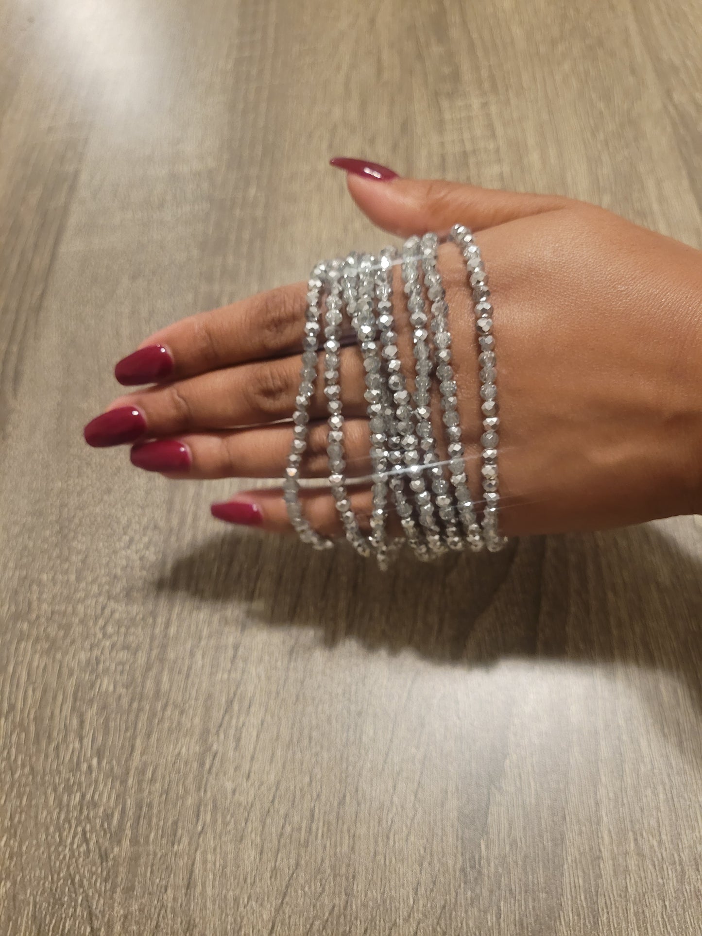 Silver crystal beads