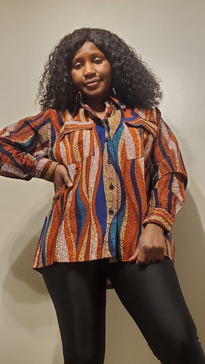 Boo kitenge shirt- peacock